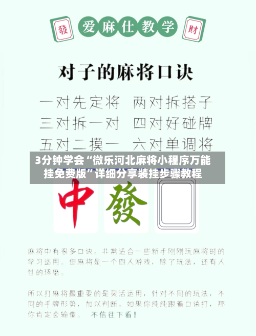 3分钟学会“微乐河北麻将小程序万能挂免费版”详细分享装挂步骤教程-第3张图片