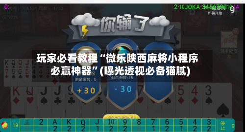 玩家必看教程“微乐陕西麻将小程序必赢神器”(曝光透视必备猫腻)-第2张图片