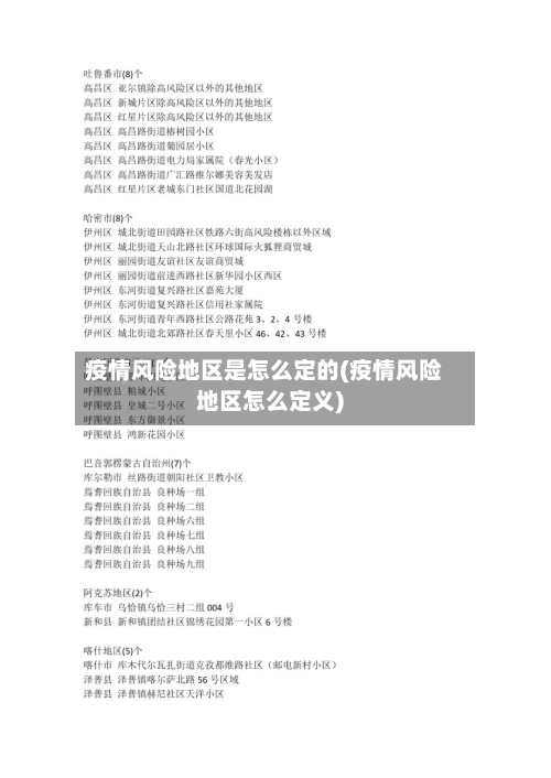 疫情风险地区是怎么定的(疫情风险地区怎么定义)